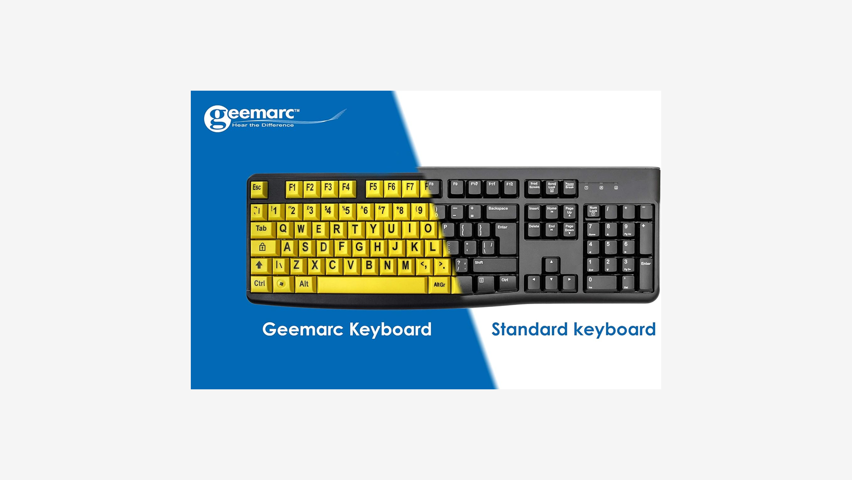 Keyboard with Large Black Lettering and Yellow Keys